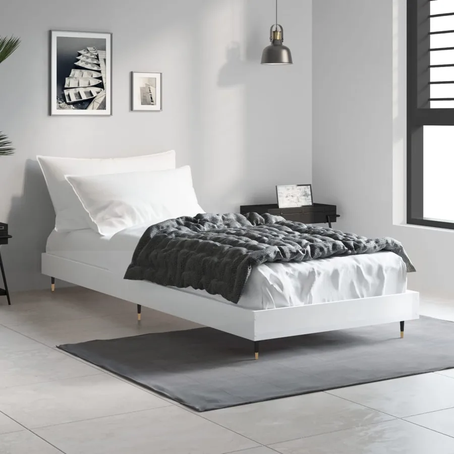 Cadre de lit sans matelas blanc brillant 75x190 cm - 3
