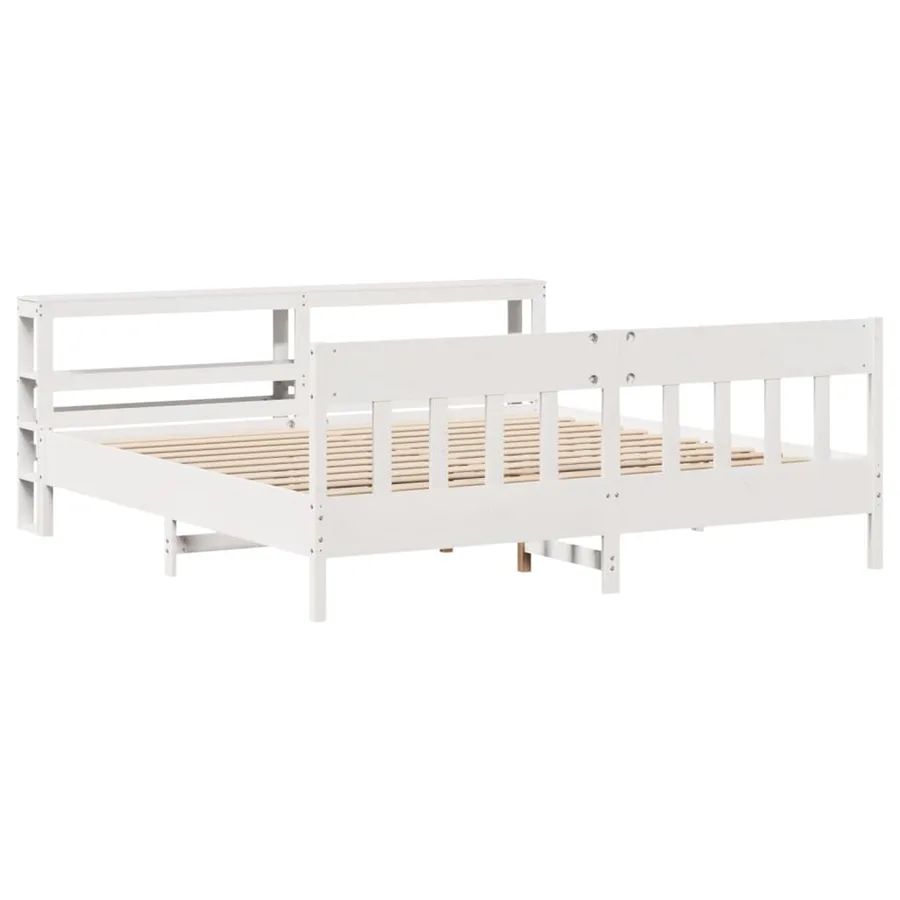 Cadre de lit sans matelas blanc 180x200 cm bois massif de pin - 3
