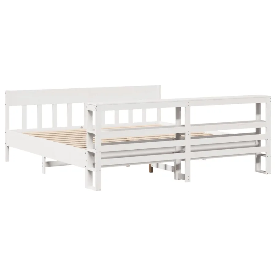 Cadre de lit sans matelas blanc 180x200 cm bois massif de pin - 6
