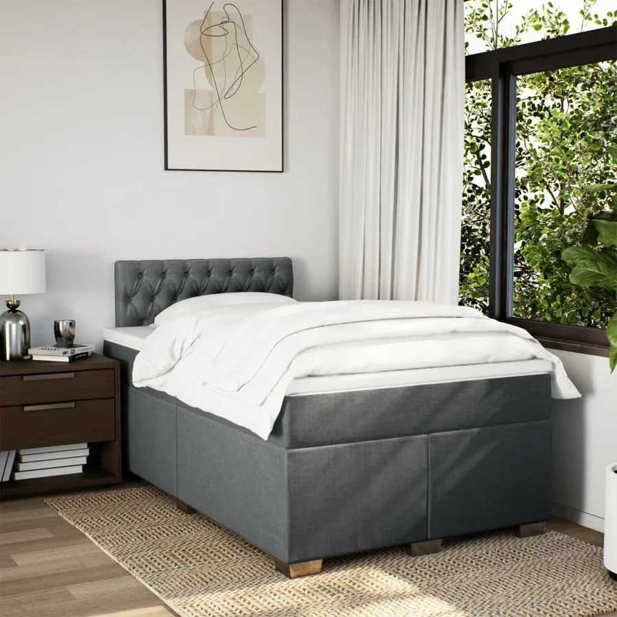 Sommier à lattes de lit avec matelas Gris foncé 120x200cm Tissu - 3