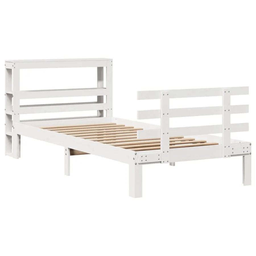 Cadre de lit avec tête de lit sans matelas blanc 75x190 cm - 3