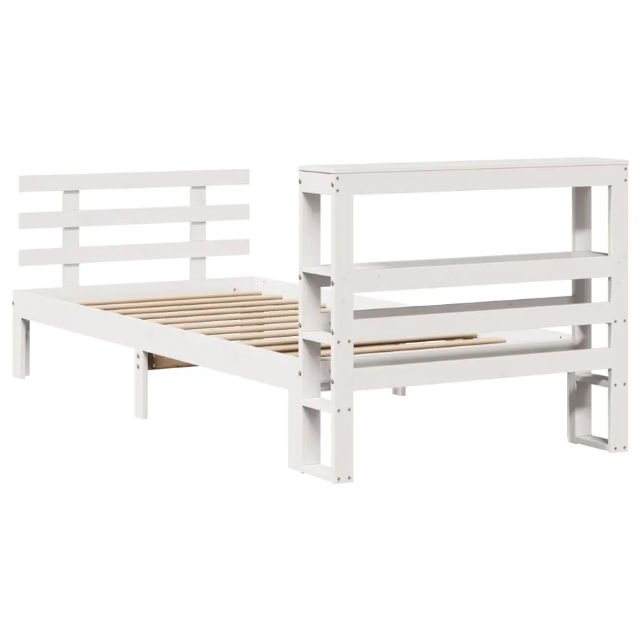 Cadre de lit avec tête de lit sans matelas blanc 75x190 cm - 8