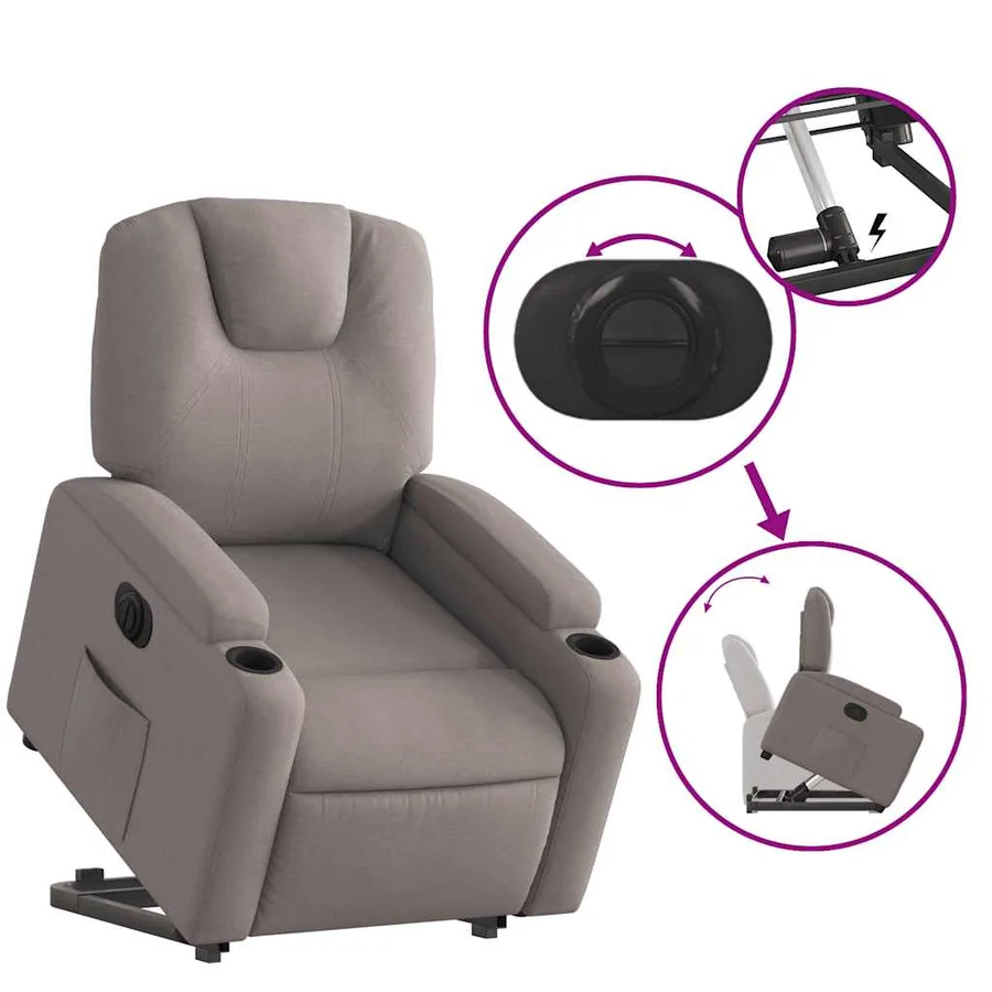 Fauteuil inclinable électrique taupe tissu - 11