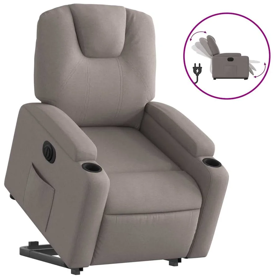 Fauteuil inclinable électrique taupe tissu - 2