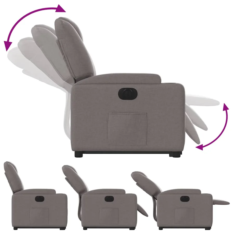 Fauteuil inclinable électrique taupe tissu - 7