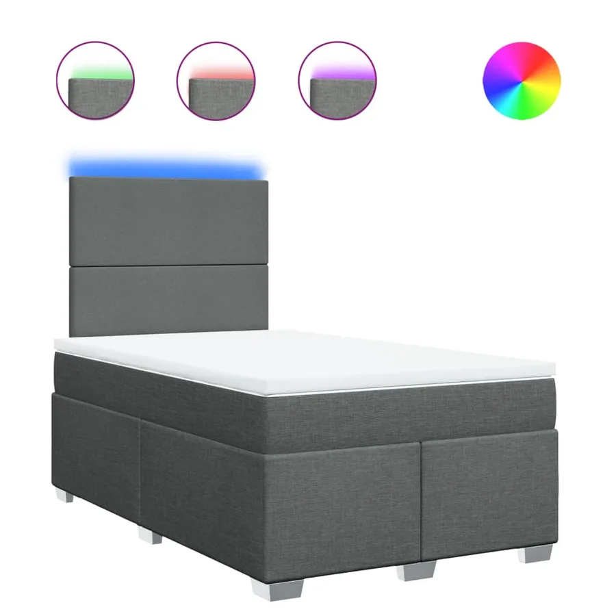 Sommier à lattes de lit avec matelas Gris foncé 120x200cm Tissu - 2