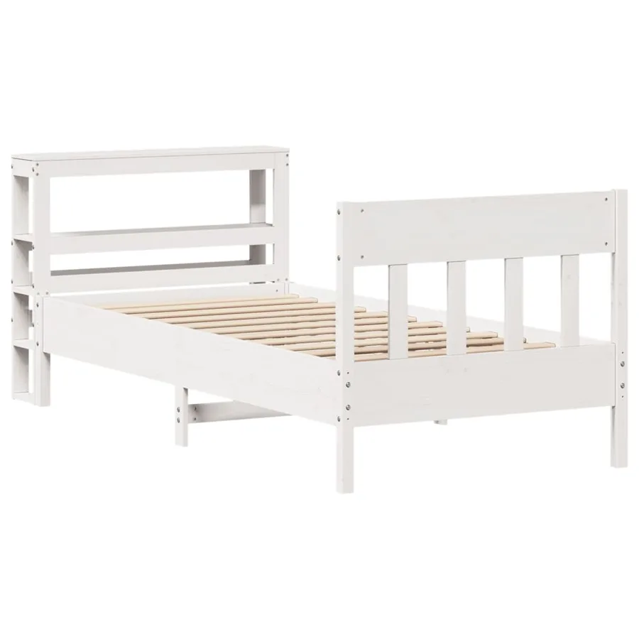 Cadre de lit sans matelas blanc 75x190 cm bois de pin massif - 3