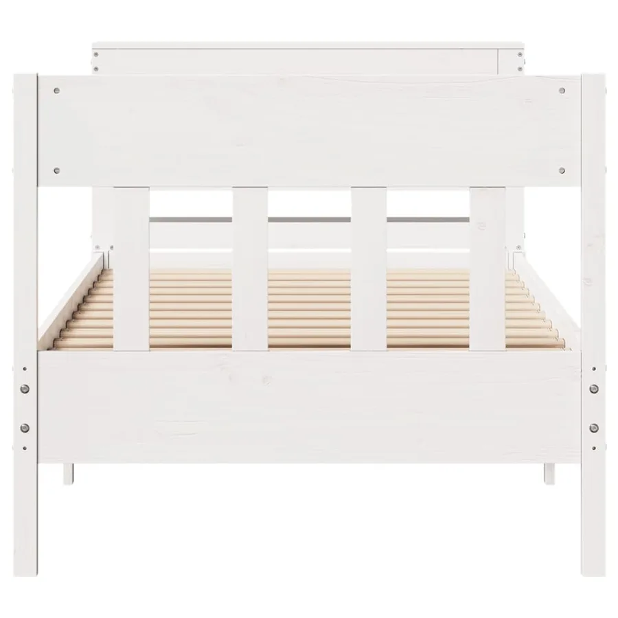 Cadre de lit sans matelas blanc 75x190 cm bois de pin massif - 4