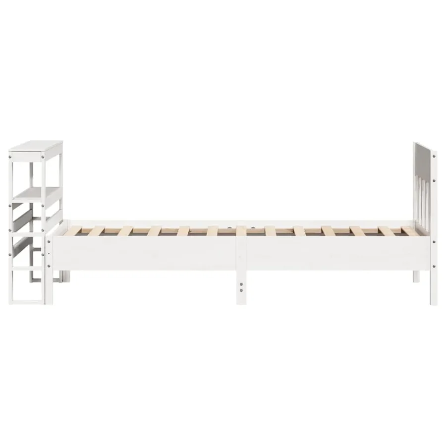 Cadre de lit sans matelas blanc 75x190 cm bois de pin massif - 5