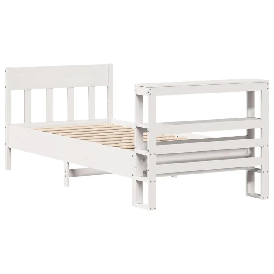 Cadre de lit sans matelas blanc 75x190 cm bois de pin massif - 6