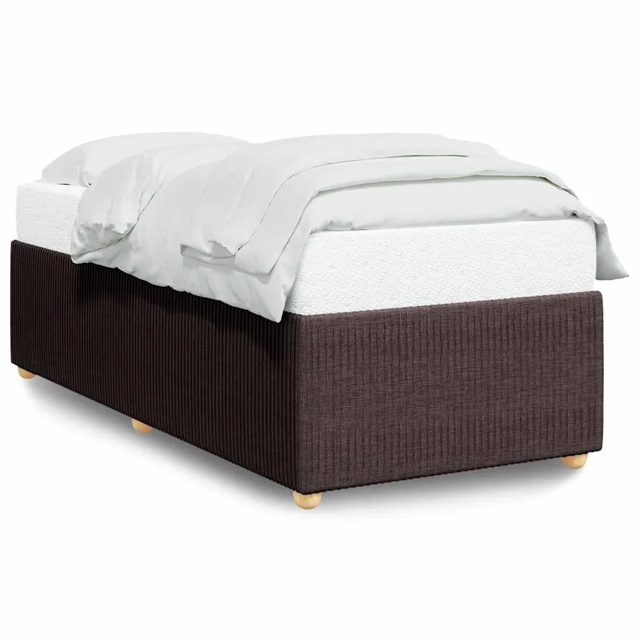 Cadre de lit sans matelas marron foncé 90x190 cm tissu - 2