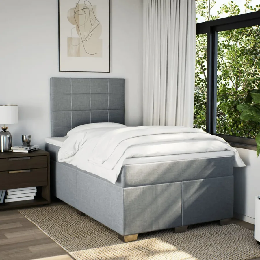 Sommier à lattes de lit avec matelas Gris clair 120x200cm Tissu - 3