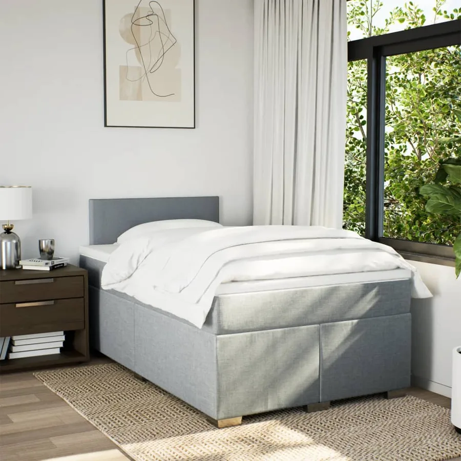 Sommier à lattes de lit avec matelas Gris clair 120x200cm Tissu - 4