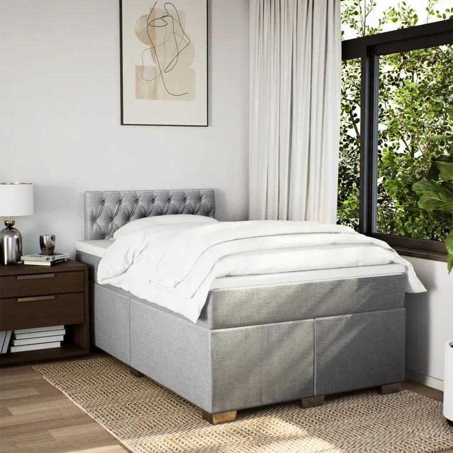 Sommier à lattes de lit avec matelas Gris clair 120x200cm Tissu - 4