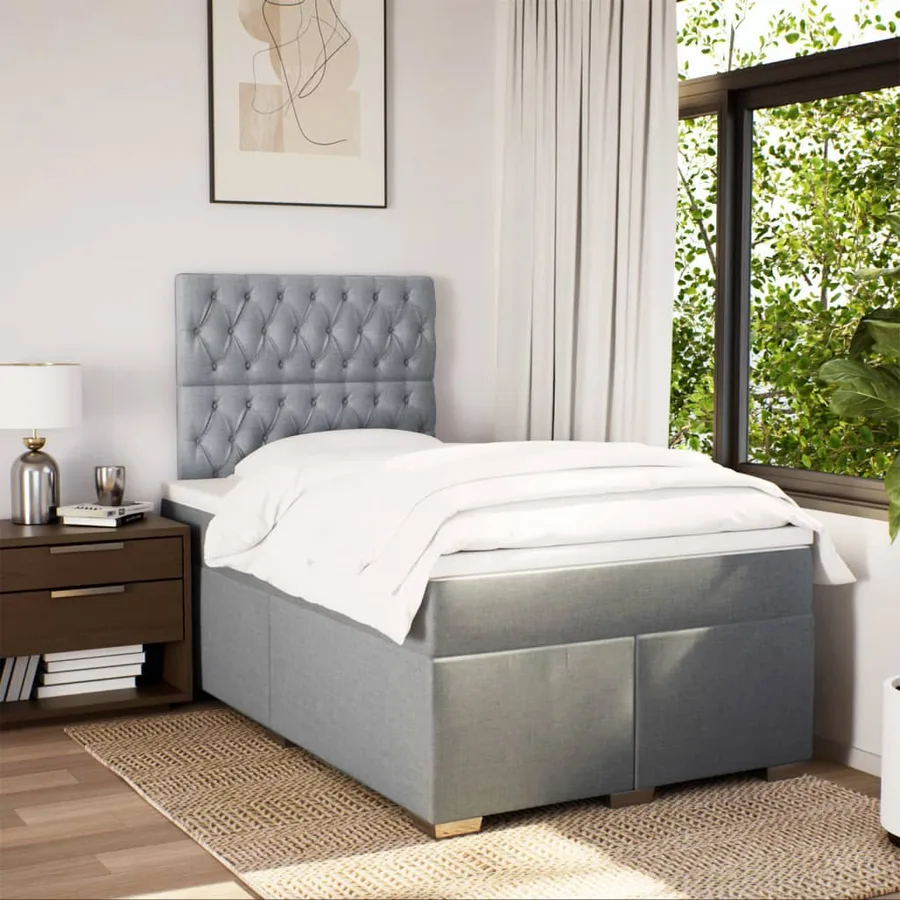 Sommier à lattes de lit avec matelas Gris clair 120x200cm Tissu - 3