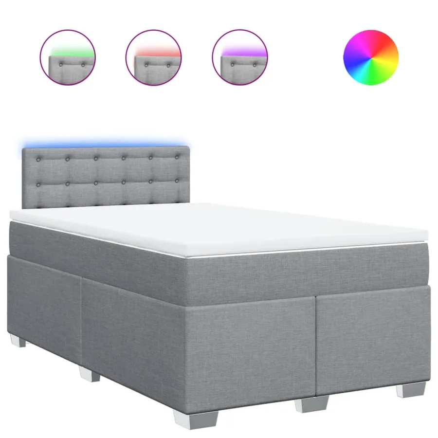Sommier à lattes de lit avec matelas Gris clair 120x200cm Tissu - 2