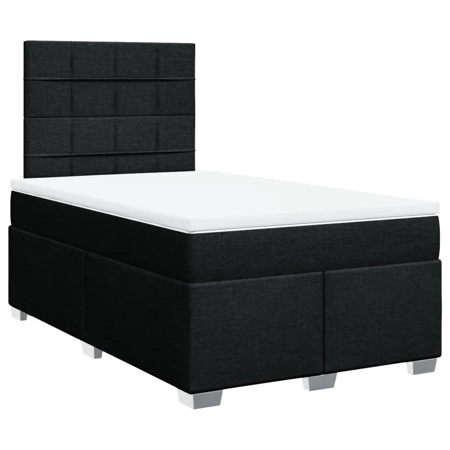 Sommier à lattes de lit avec matelas Noir 120x200 cm Tissu - 2