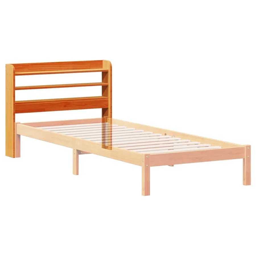 Tête de lit avec étagères marron cire 100 cm bois massif de pin - 6