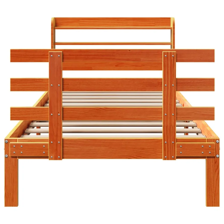 Cadre de lit et tête de lit sans matelas cire marron 100x200 cm - 5