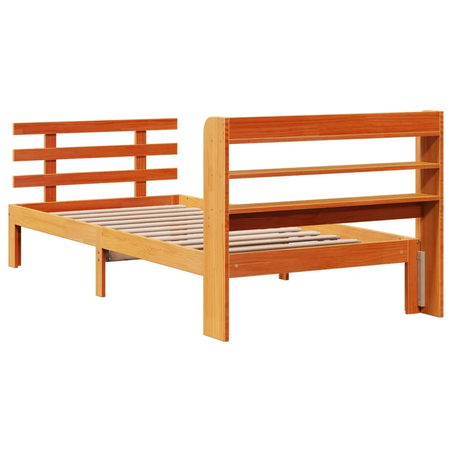 Cadre de lit et tête de lit sans matelas cire marron 100x200 cm - 8