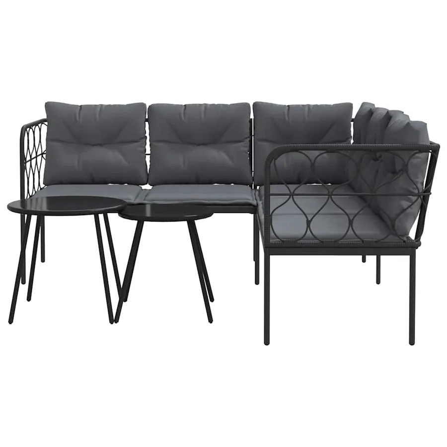 Ensemble de canapés de jardin et coussins noir acier textilène - 5