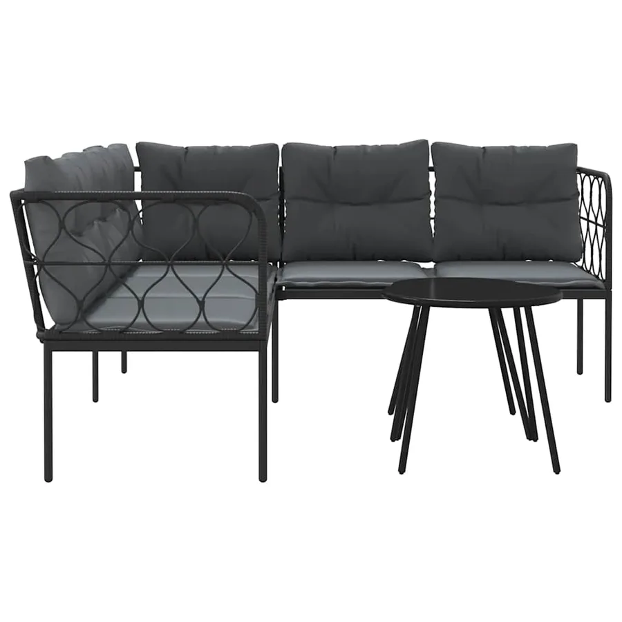 Ensemble de canapés de jardin et coussins noir acier textilène - 6