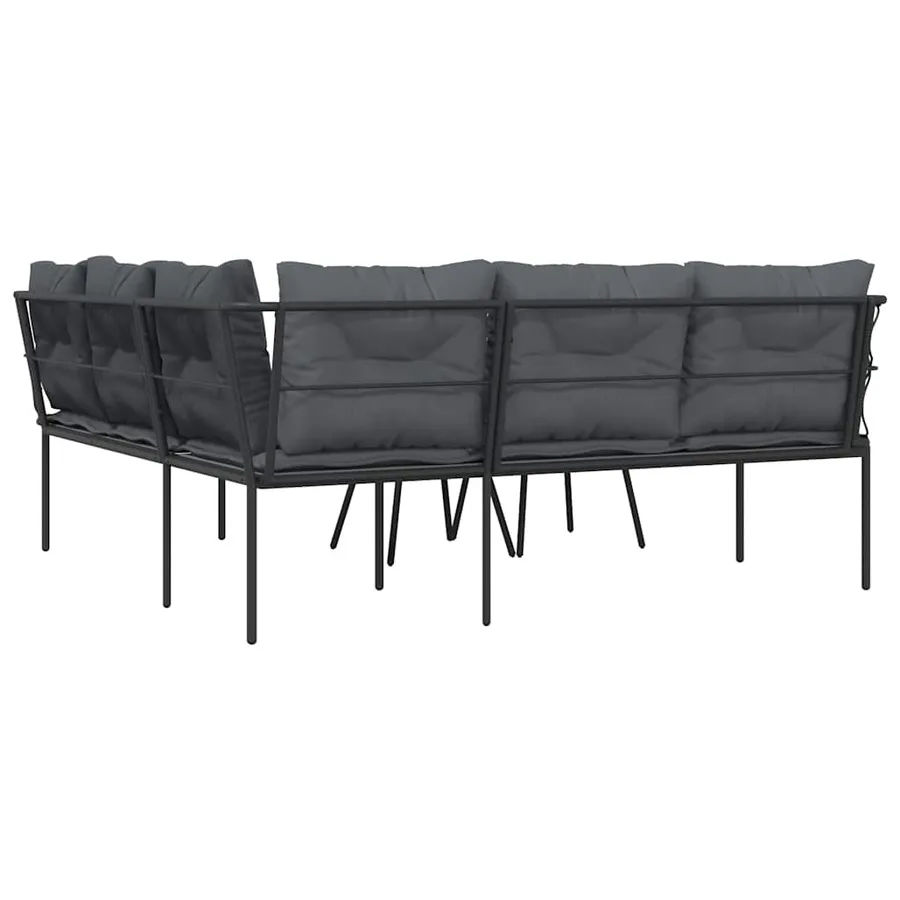 Ensemble de canapés de jardin et coussins noir acier textilène - 7