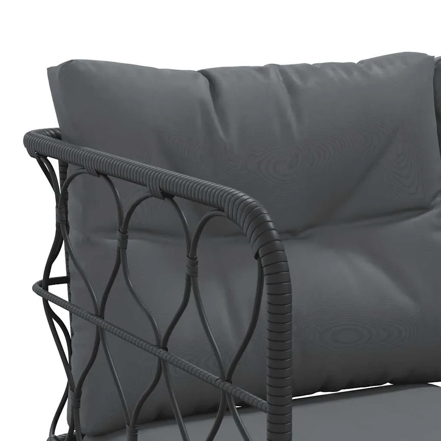 Ensemble de canapés de jardin et coussins noir acier textilène - 8