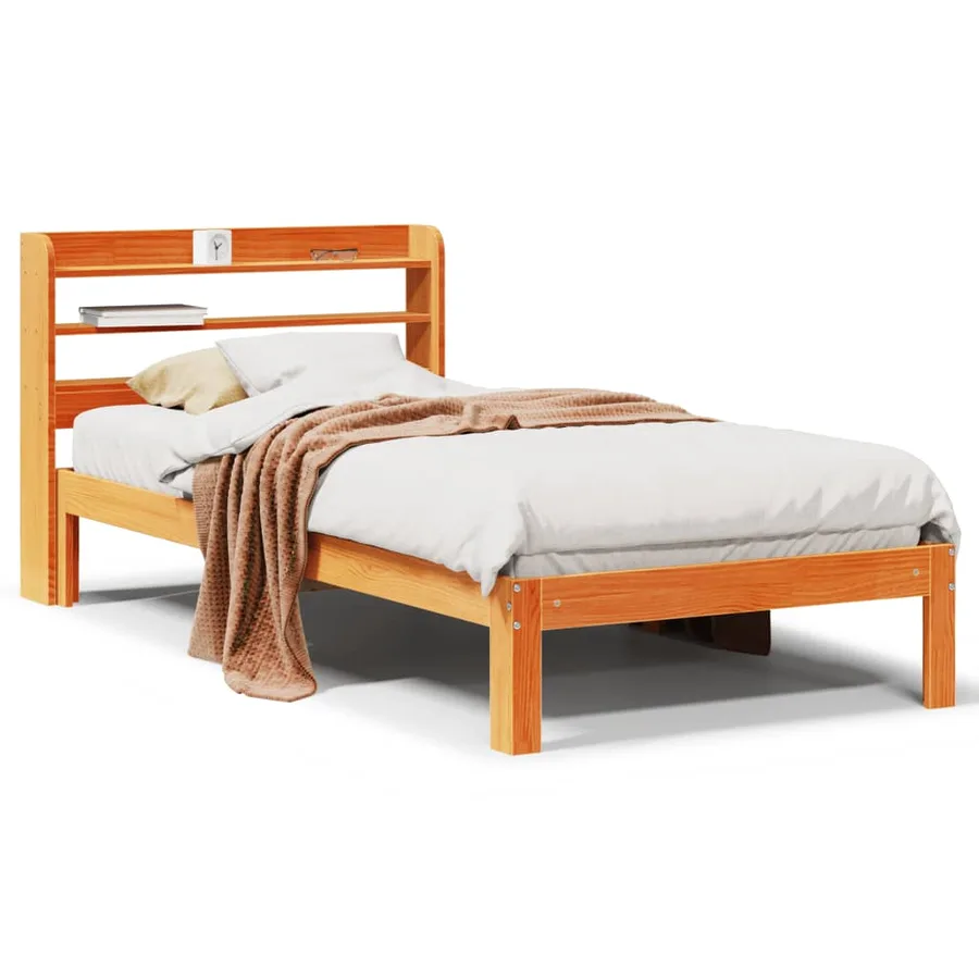 Cadre de lit sans matelas cire marron 75x190 cm bois pin massif - 2