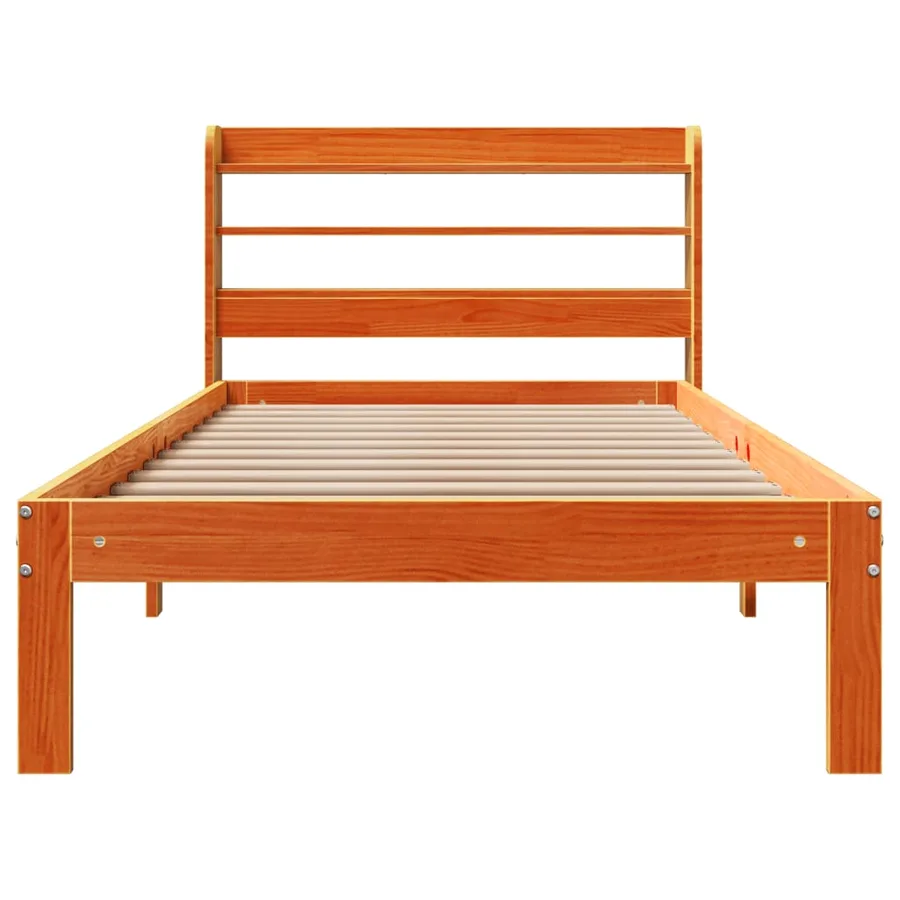Cadre de lit sans matelas cire marron 75x190 cm bois pin massif - 4