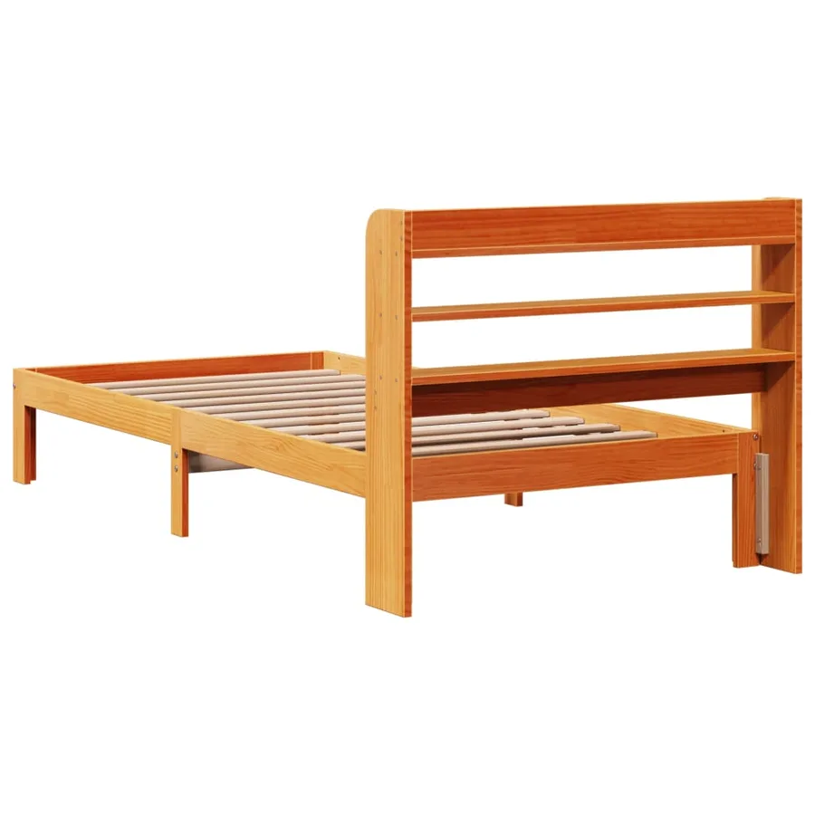 Cadre de lit sans matelas cire marron 75x190 cm bois pin massif - 8