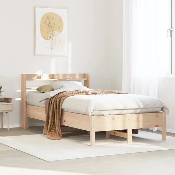 Cadre de lit sans matelas 75x190 cm bois de pin massif