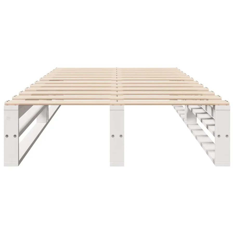Cadre de lit sans matelas blanc 75x190 cm bois de pin massif - 4