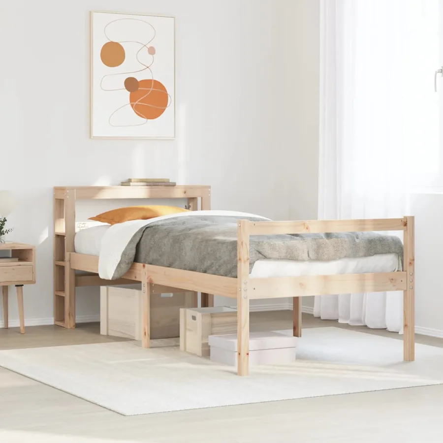 Lit pour personne âgée et tête de lit 75x190 cm bois pin massif
