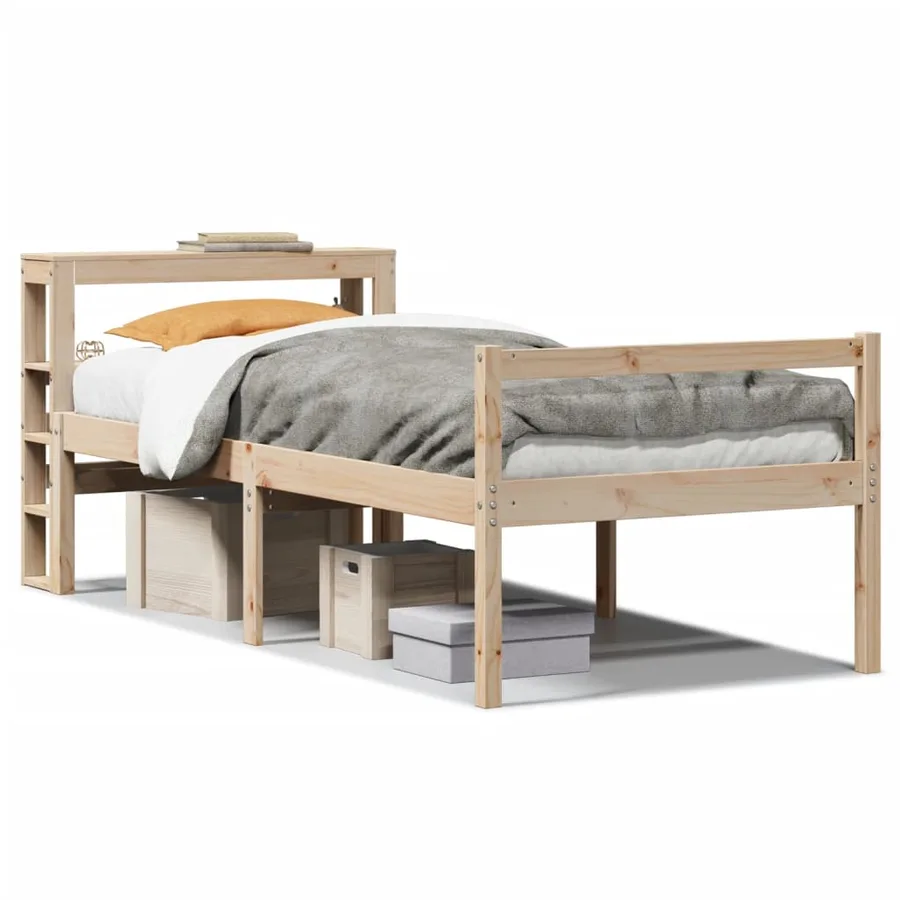 Lit pour personne âgée et tête de lit 75x190 cm bois pin massif - 2