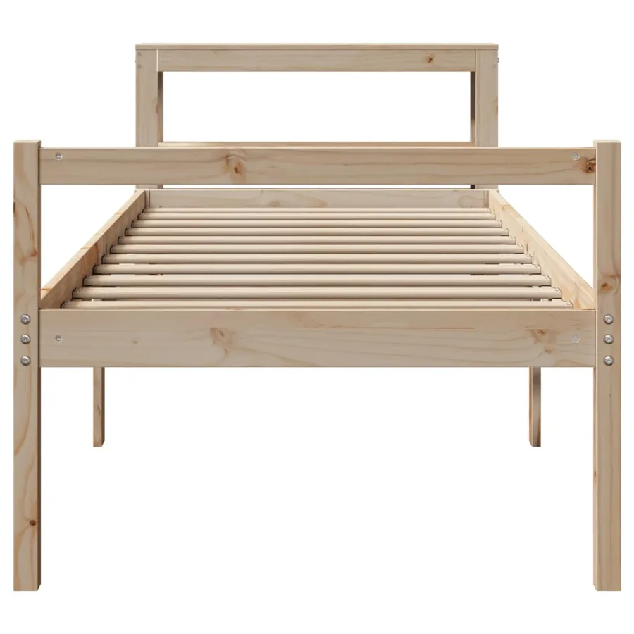 Lit pour personne âgée et tête de lit 75x190 cm bois pin massif - 4