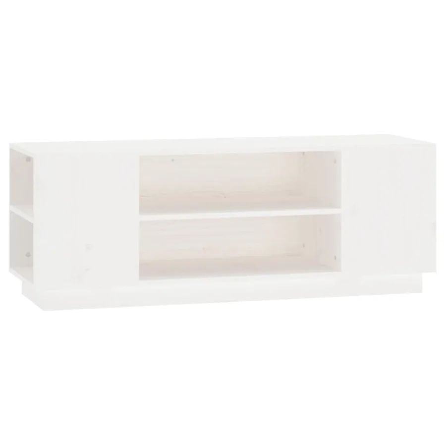 Meuble TV Blanc 110x35x40,5 cm Bois de pin massif - 2