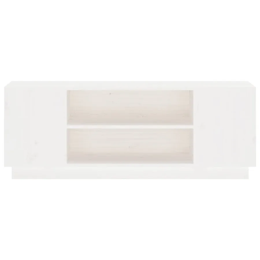 Meuble TV Blanc 110x35x40,5 cm Bois de pin massif - 5