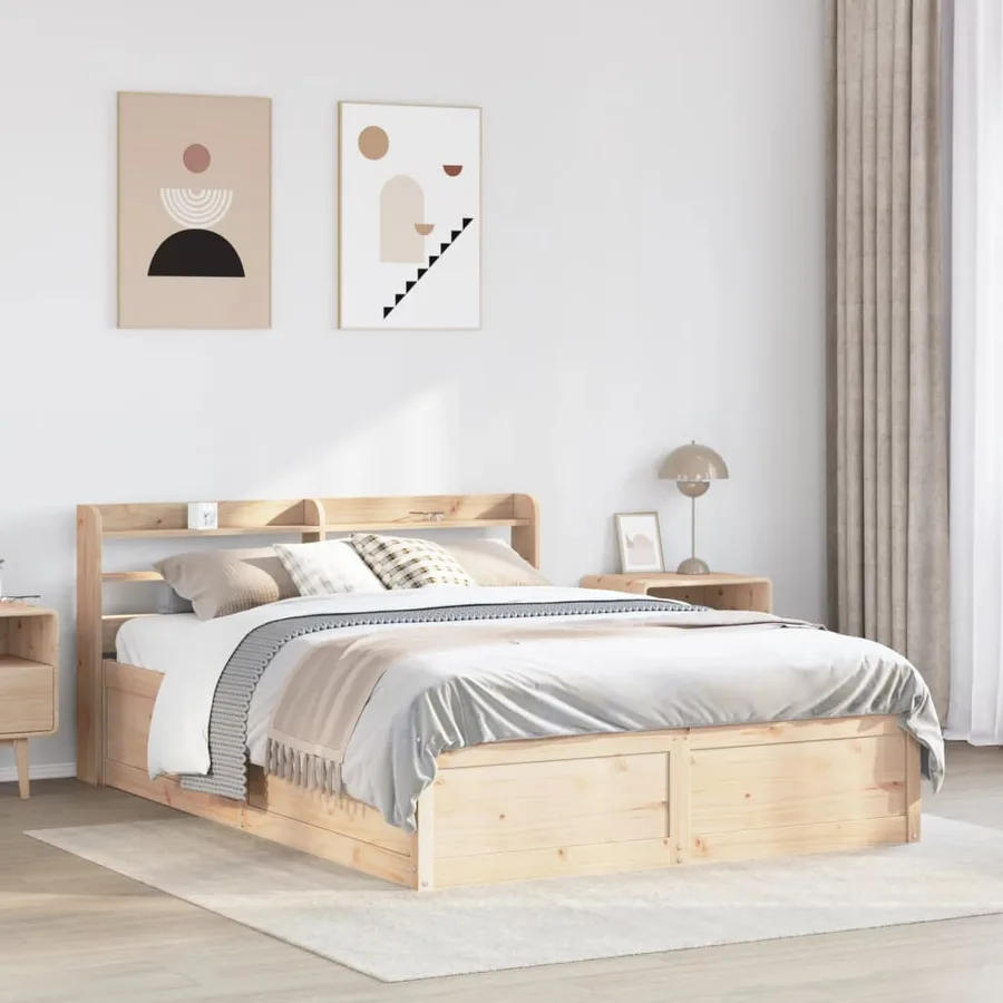 Cadre de lit avec tête de lit 135x190 cm bois de pin massif - 3
