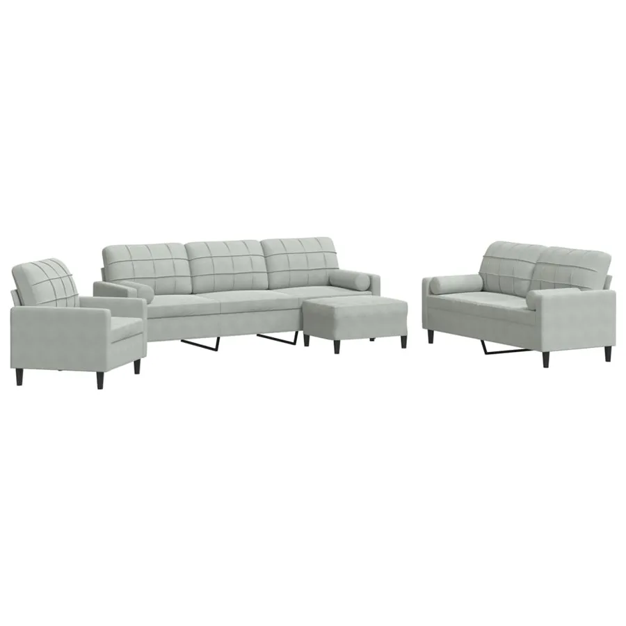 Ensemble de canapés 4 pcs et coussins et traversins velours - 2