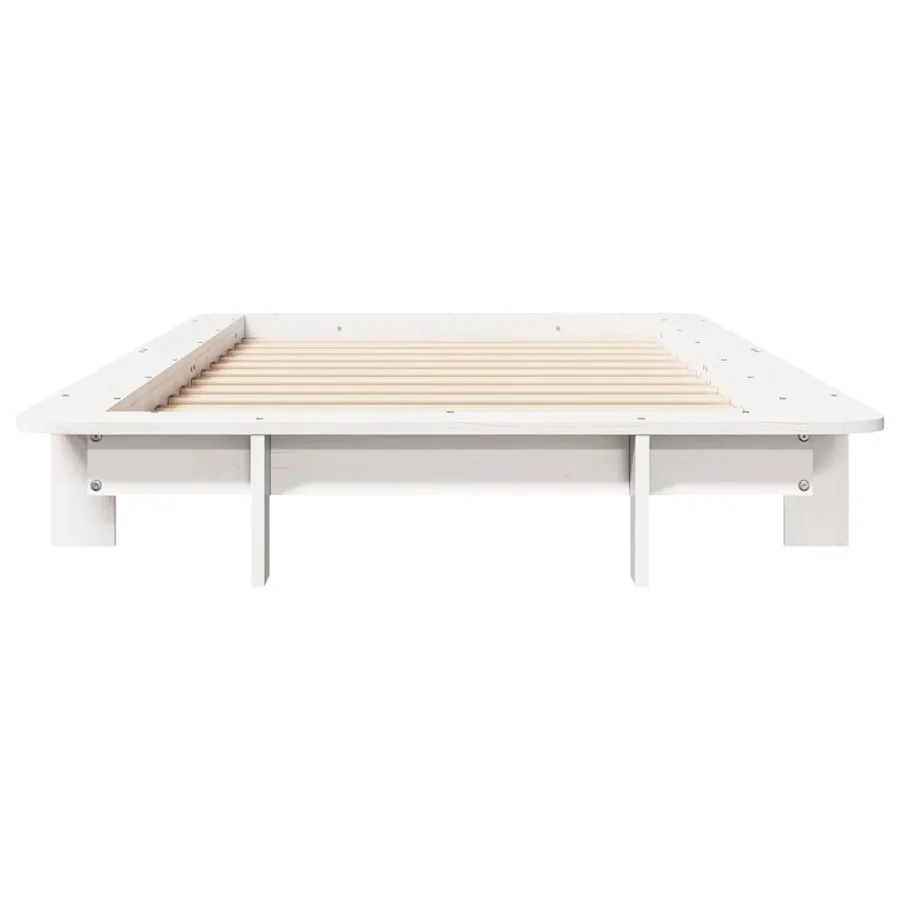 Cadre de lit sans matelas blanc 75x190 cm bois de pin massif - 4