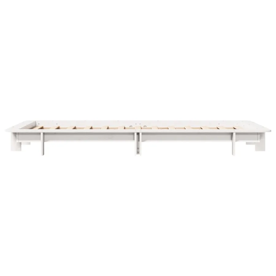 Cadre de lit sans matelas blanc 75x190 cm bois de pin massif - 5