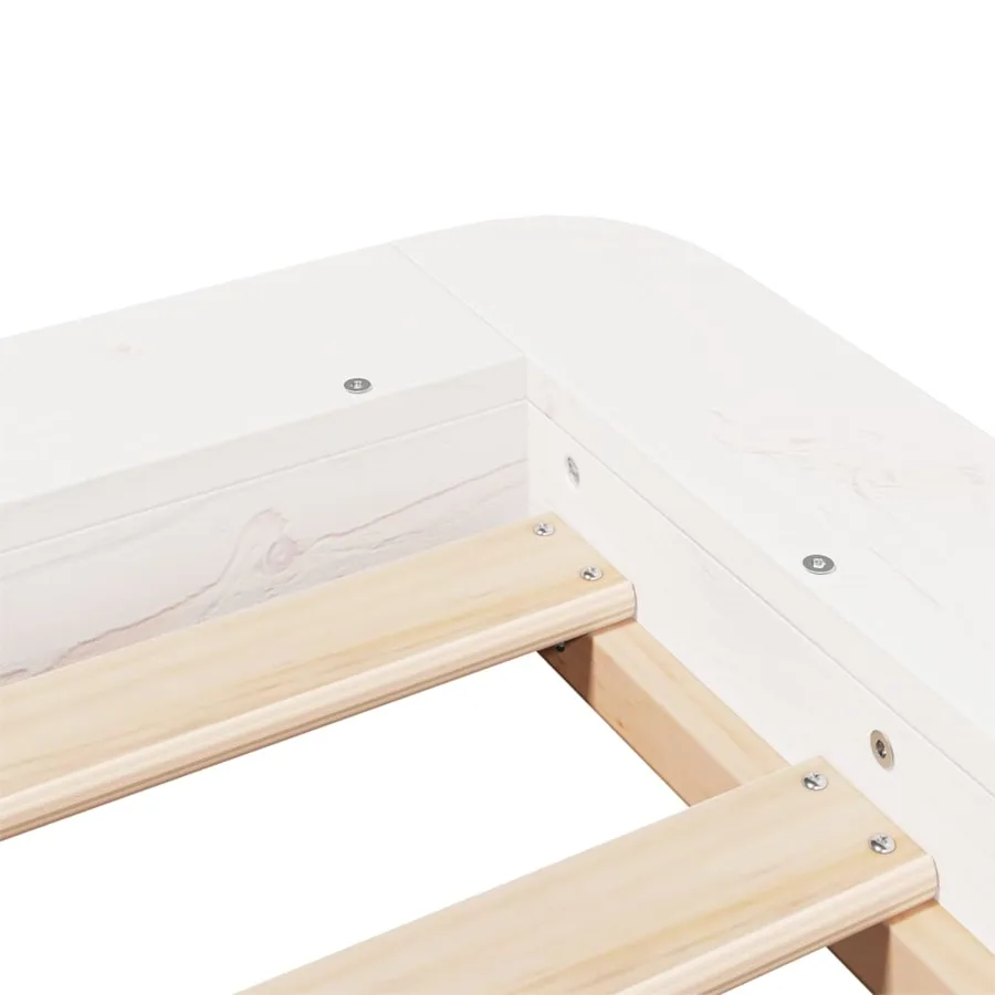 Cadre de lit sans matelas blanc 75x190 cm bois de pin massif - 7