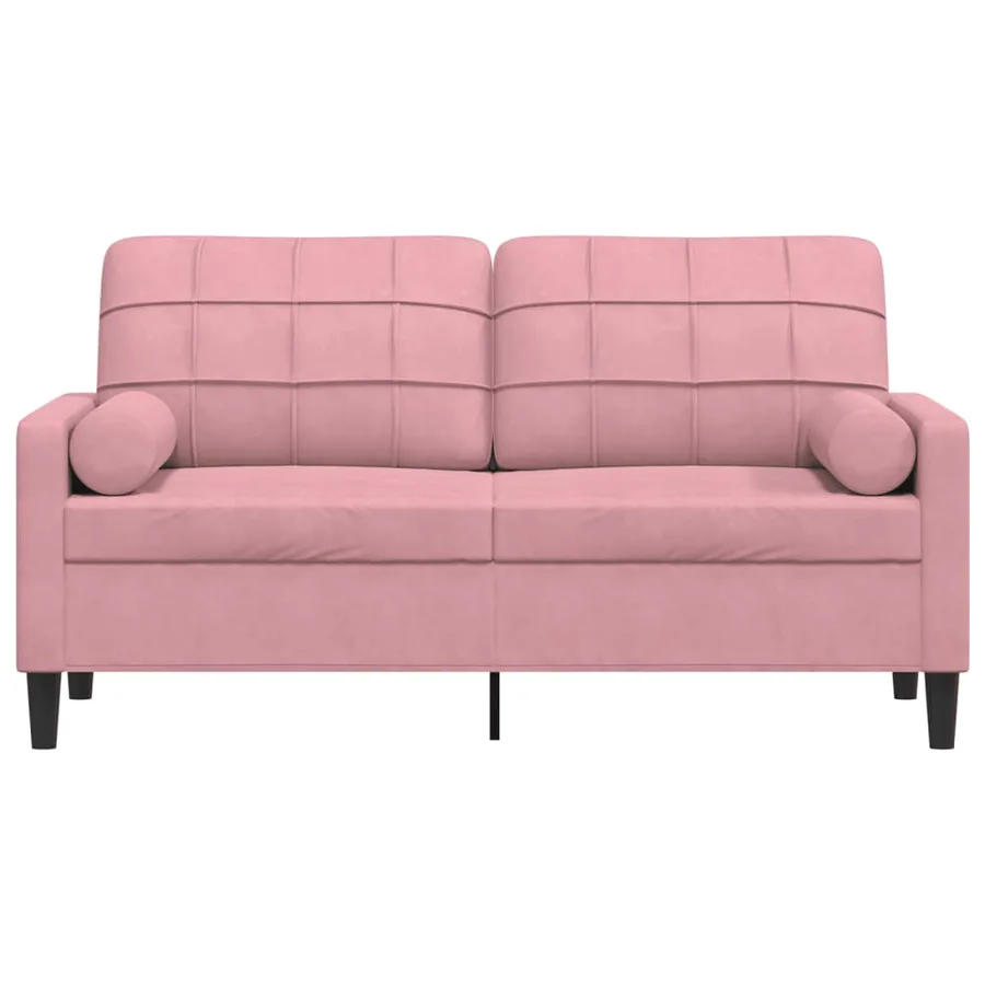 Canapé 2 places avec oreillers décoratifs rose 140 cm velours - 3