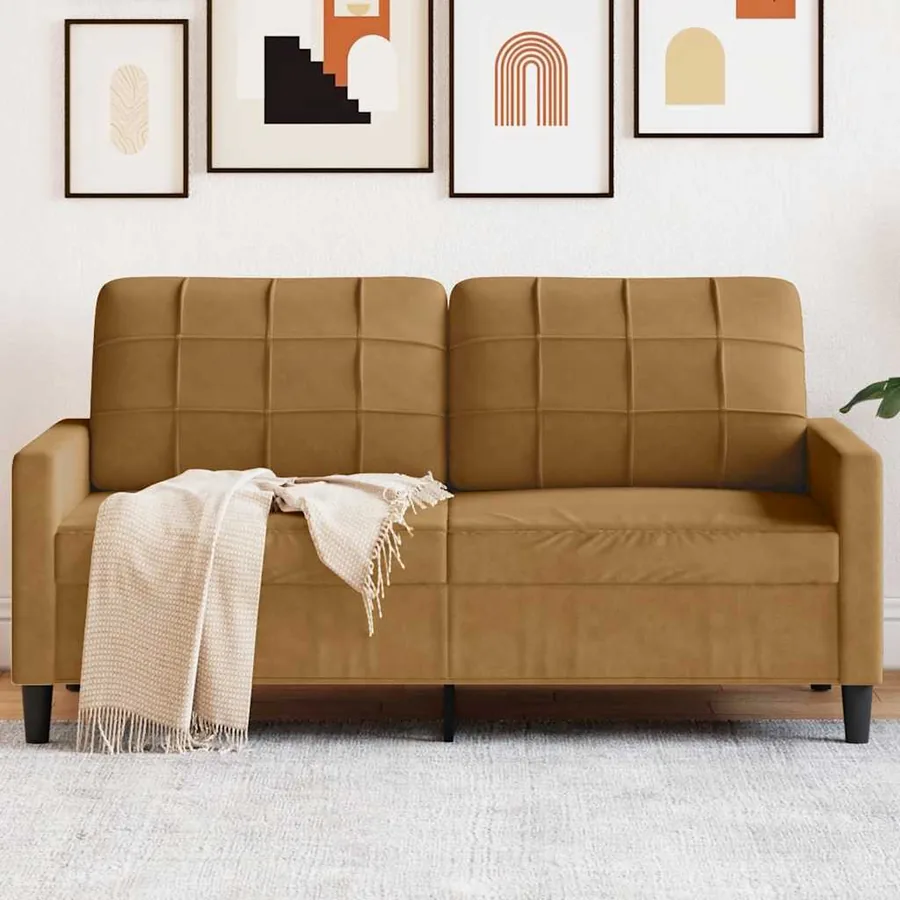 Canapé à 2 places Marron 140 cm Velours