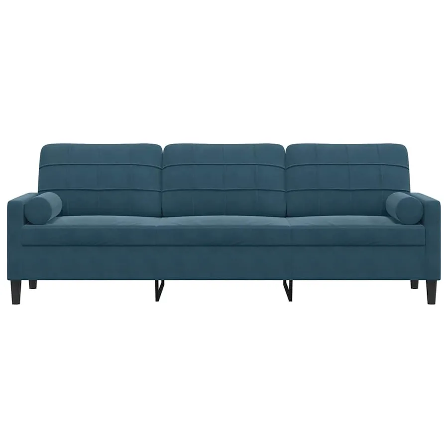 Canapé 3 places avec oreillers décoratifs bleu 210 cm velours - 3