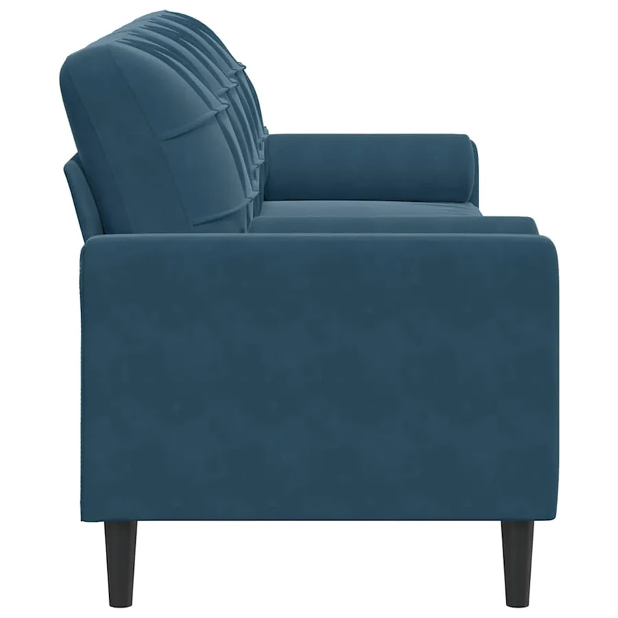 Canapé 3 places avec oreillers décoratifs bleu 210 cm velours - 4