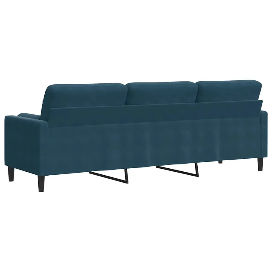 Canapé 3 places avec oreillers décoratifs bleu 210 cm velours - 5