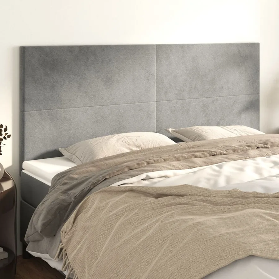 Tête de lit Gris clair 200x5x118/128 cm Velours