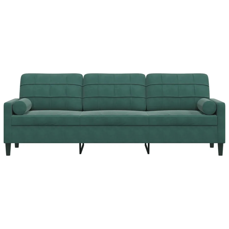 Canapé 3 places avec oreillers vert foncé 210 cm velours - 3